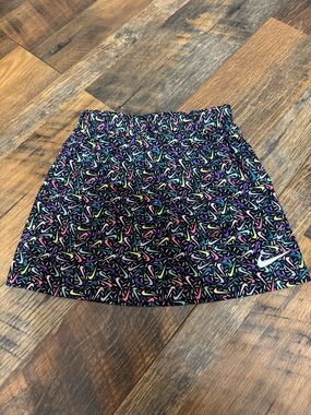 Nike Black Athletic Mini Skirt with Neon Multicolor Abstract Print